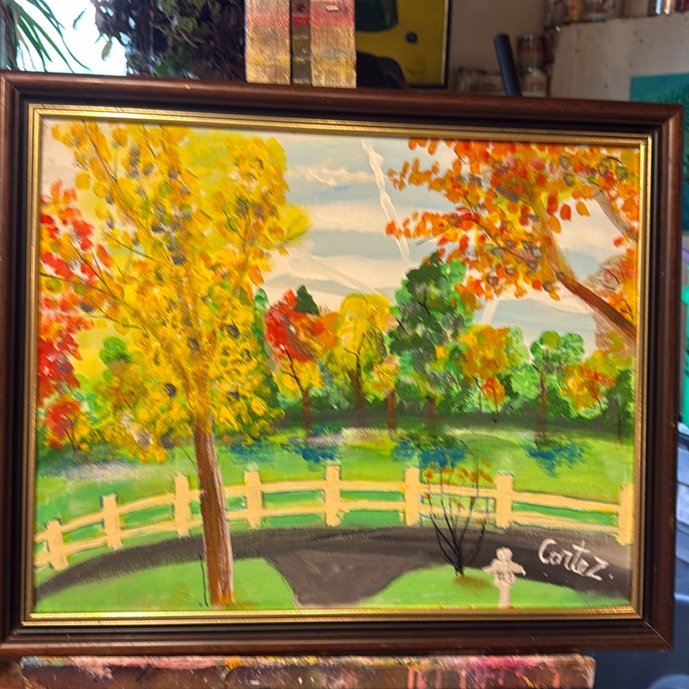 Another front view with bought frame hand painted acrylic painting 16X20 by CC.